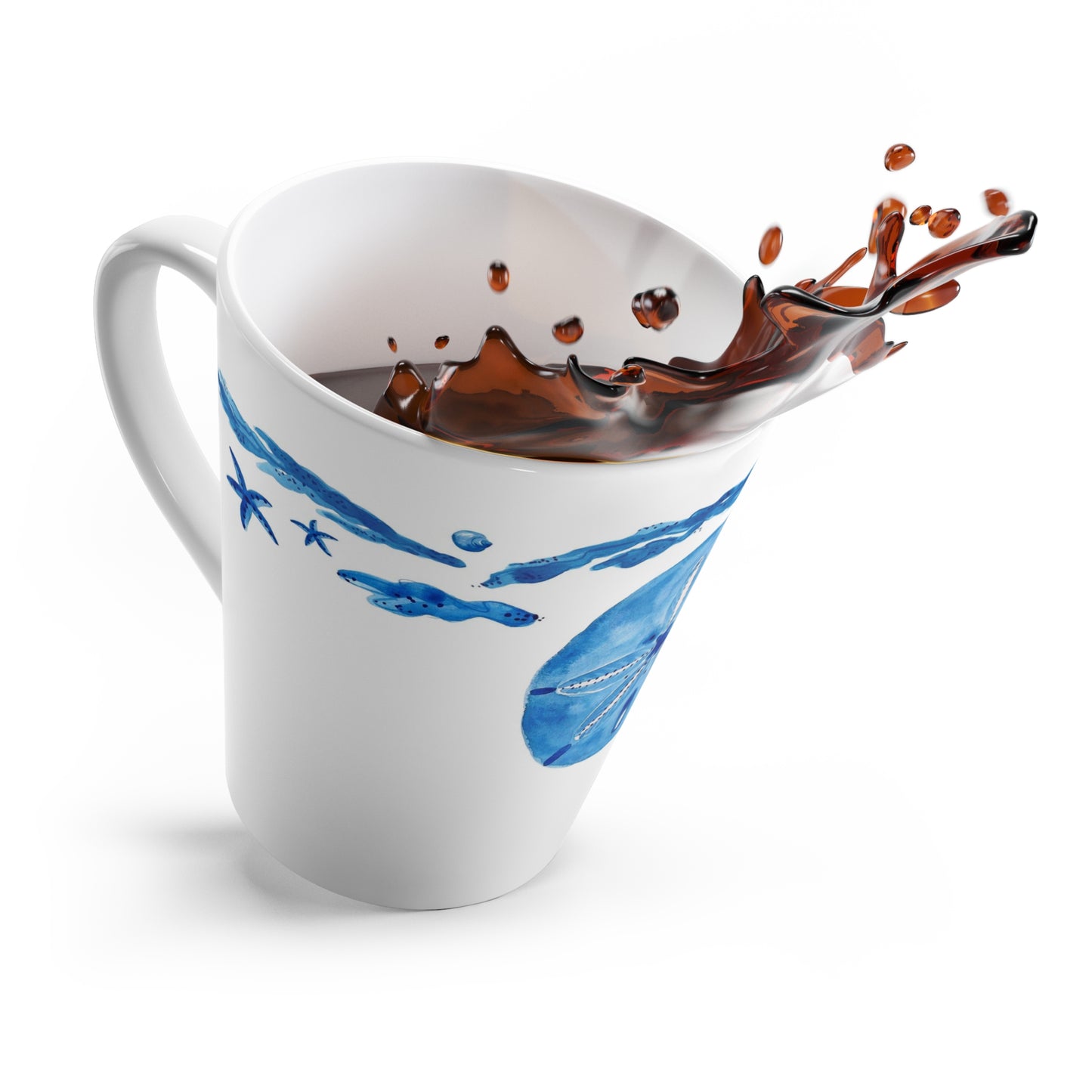 Blue Sand Dollar Latte Mug Center Design