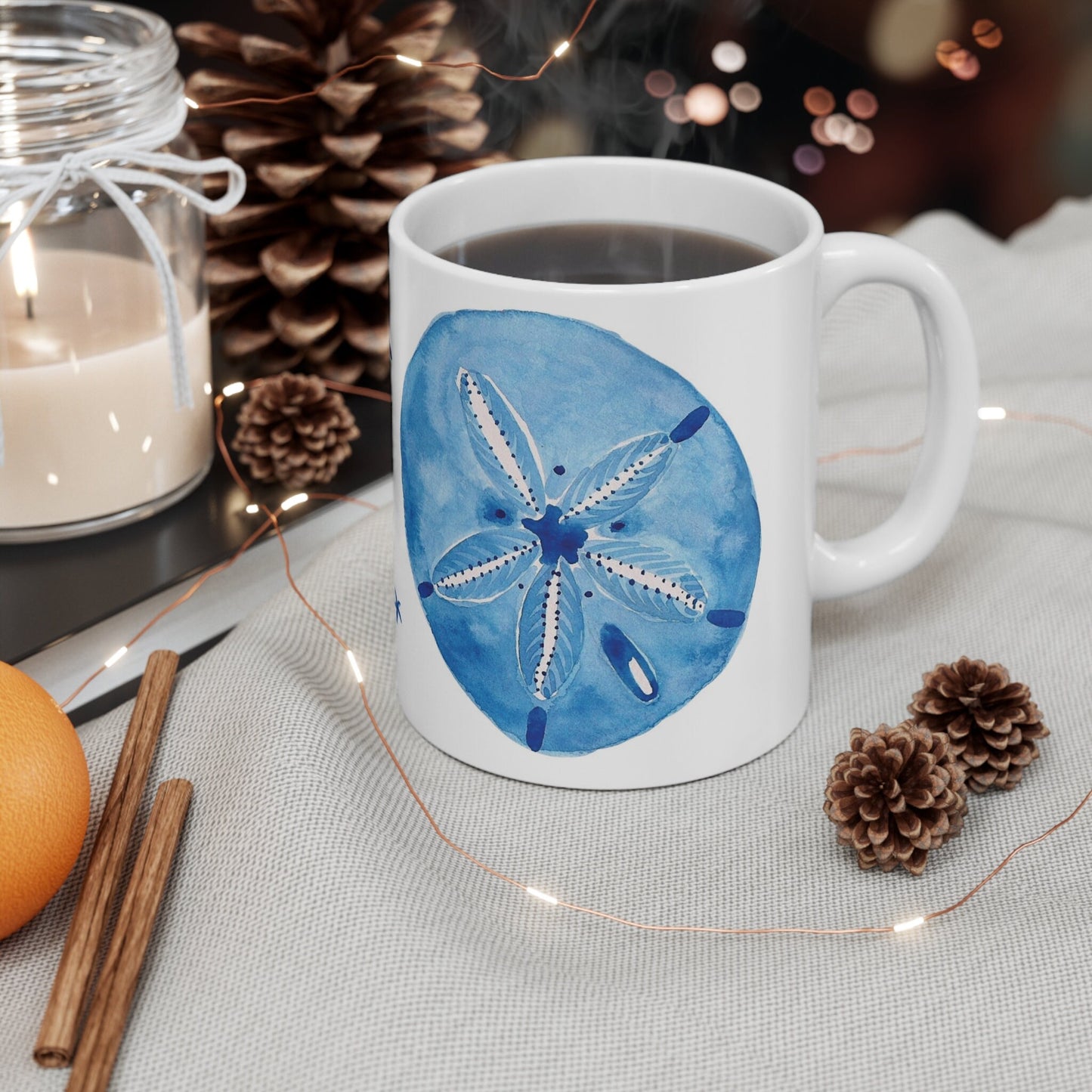 Blue Sand Dollar Coffee Mug 11 oz