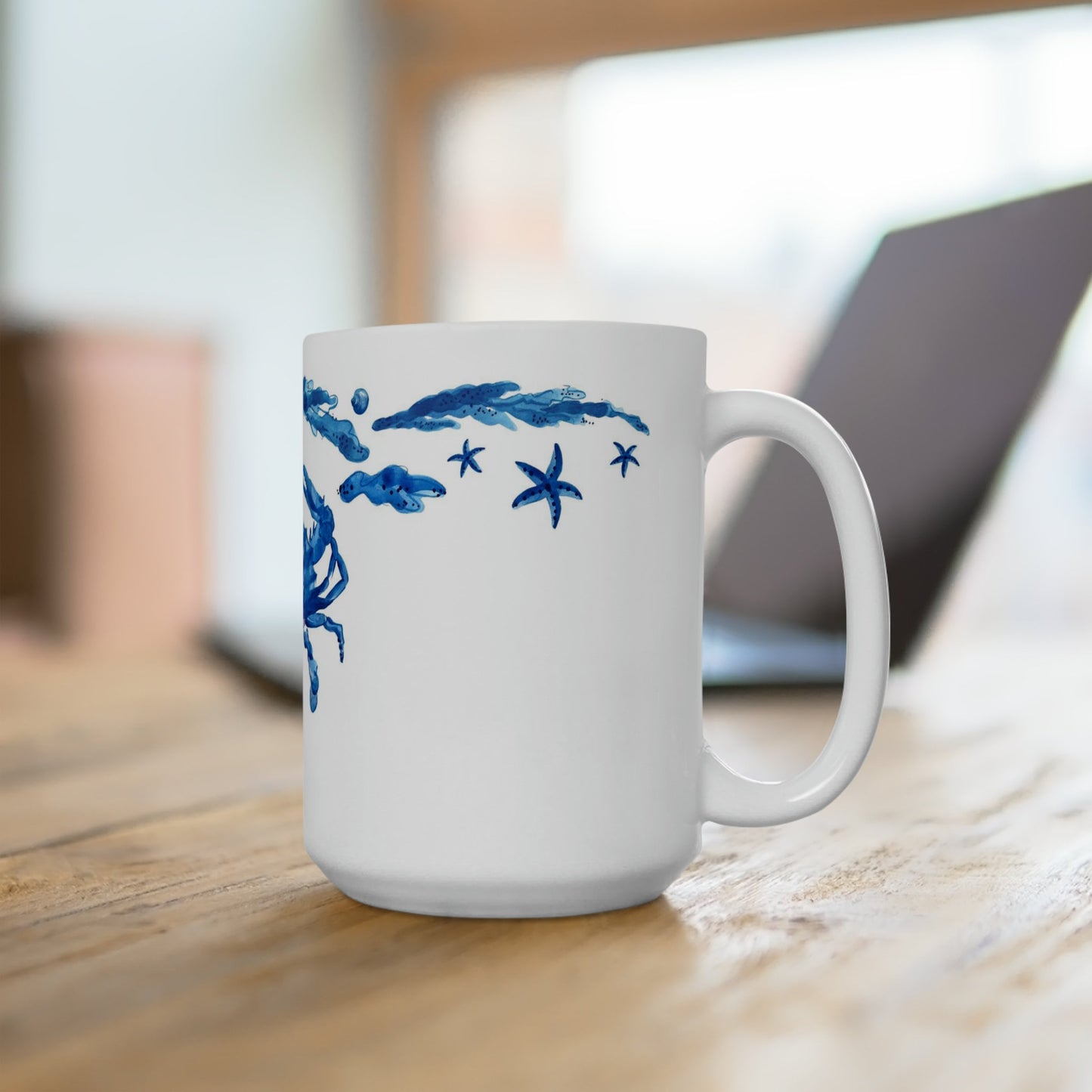 Blue Crab Center Design Coffee Mug 15oz
