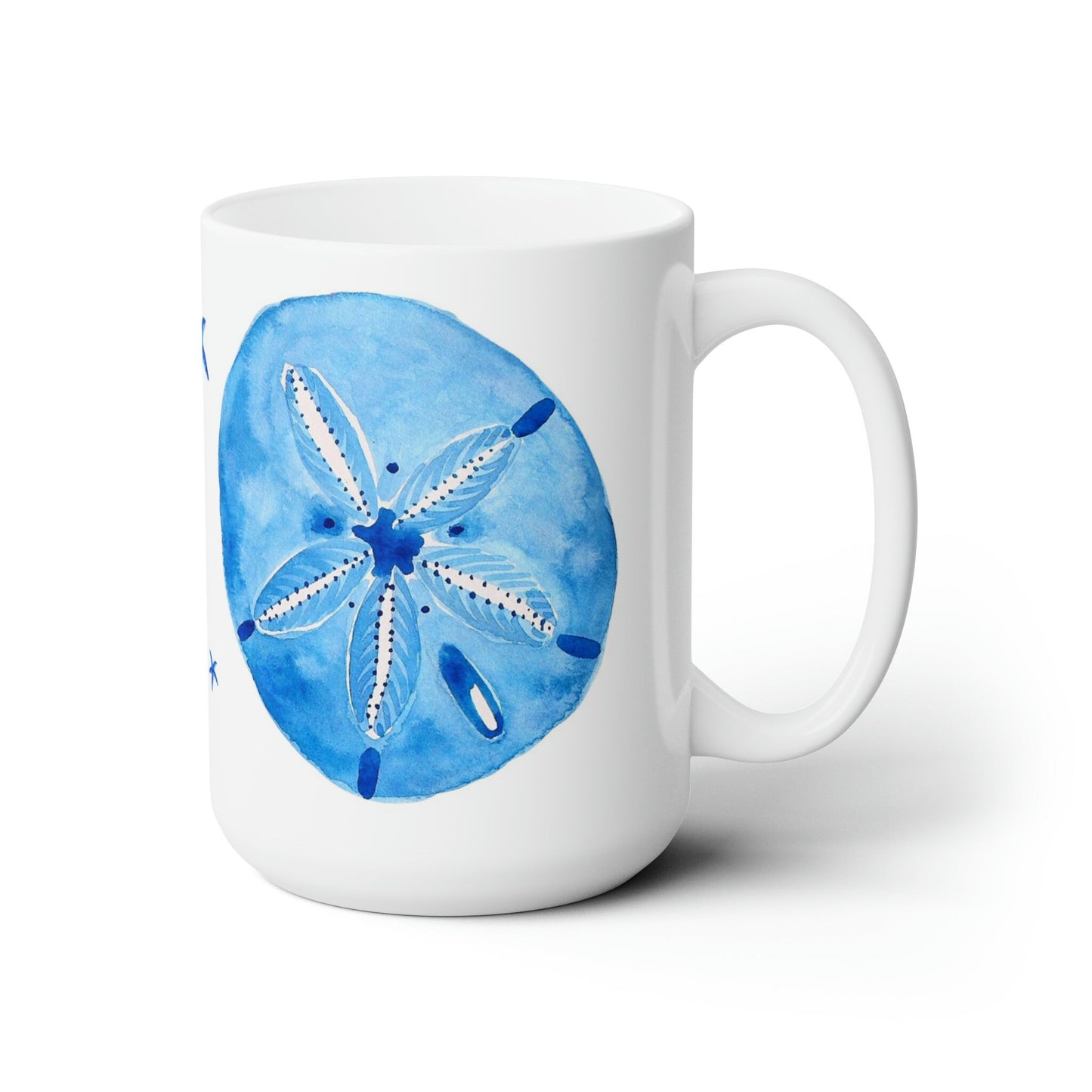 Blue Sand Dollar Ceramic Mug 15oz