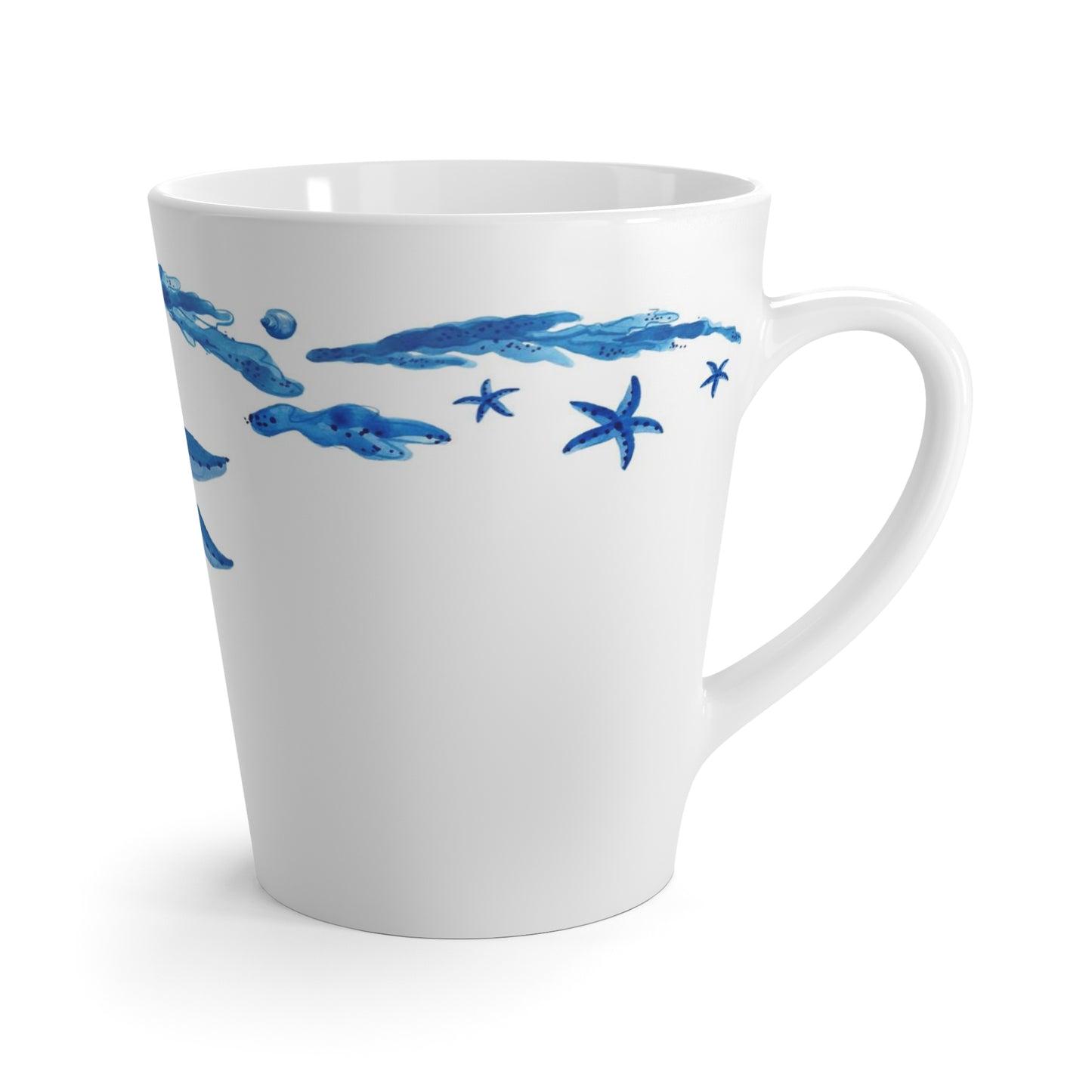 Blue Starfish Latte Mug Center Design