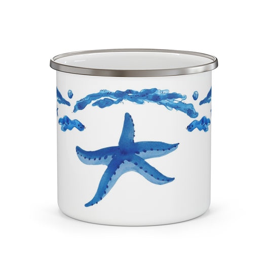 Blue Starfish Enamel Camping Mug Center Design