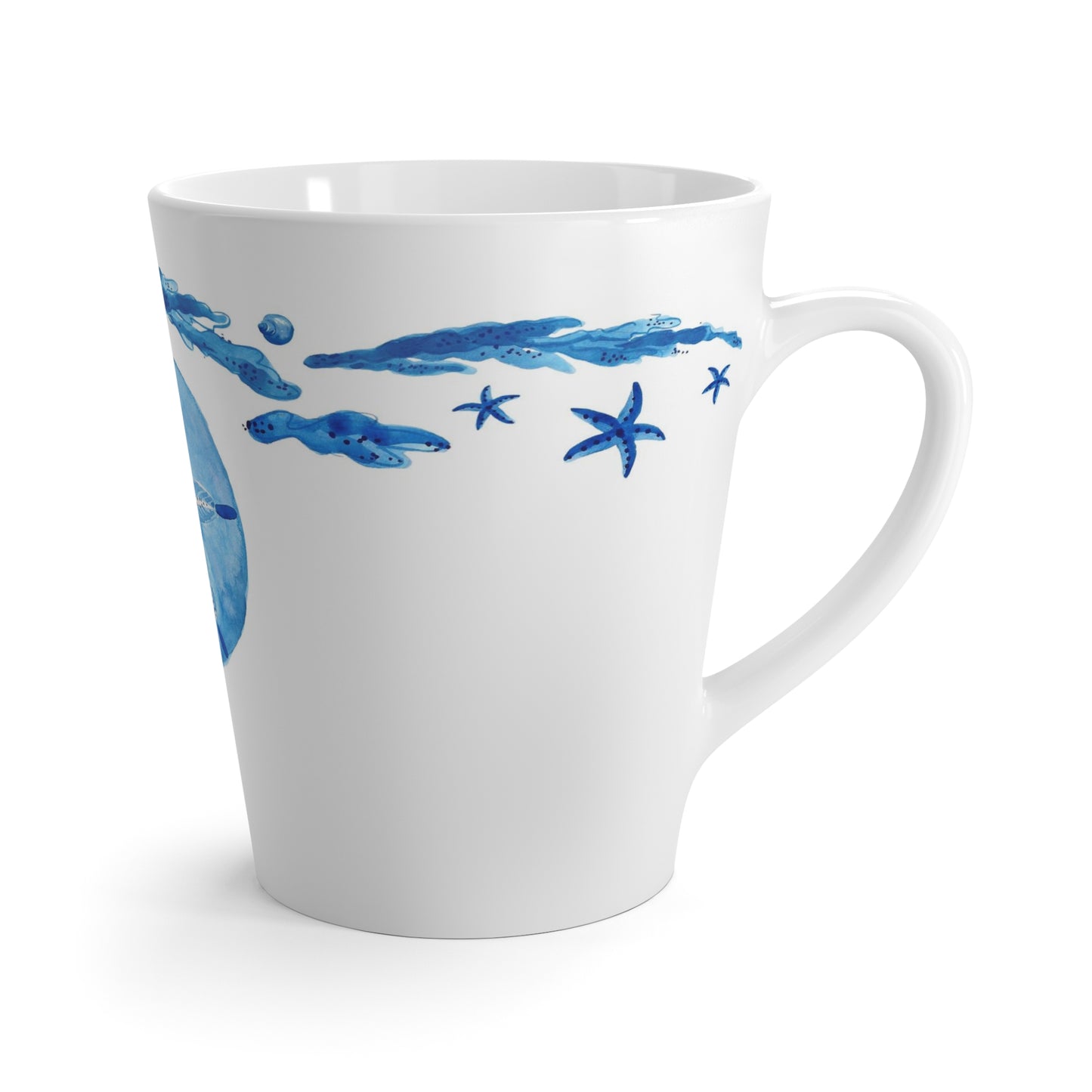 Blue Sand Dollar Latte Mug Center Design