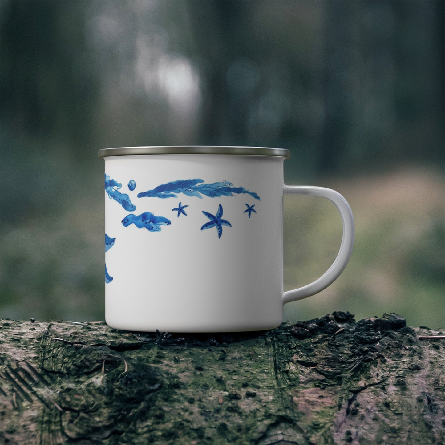 Blue Starfish Enamel Camping Mug Center Design