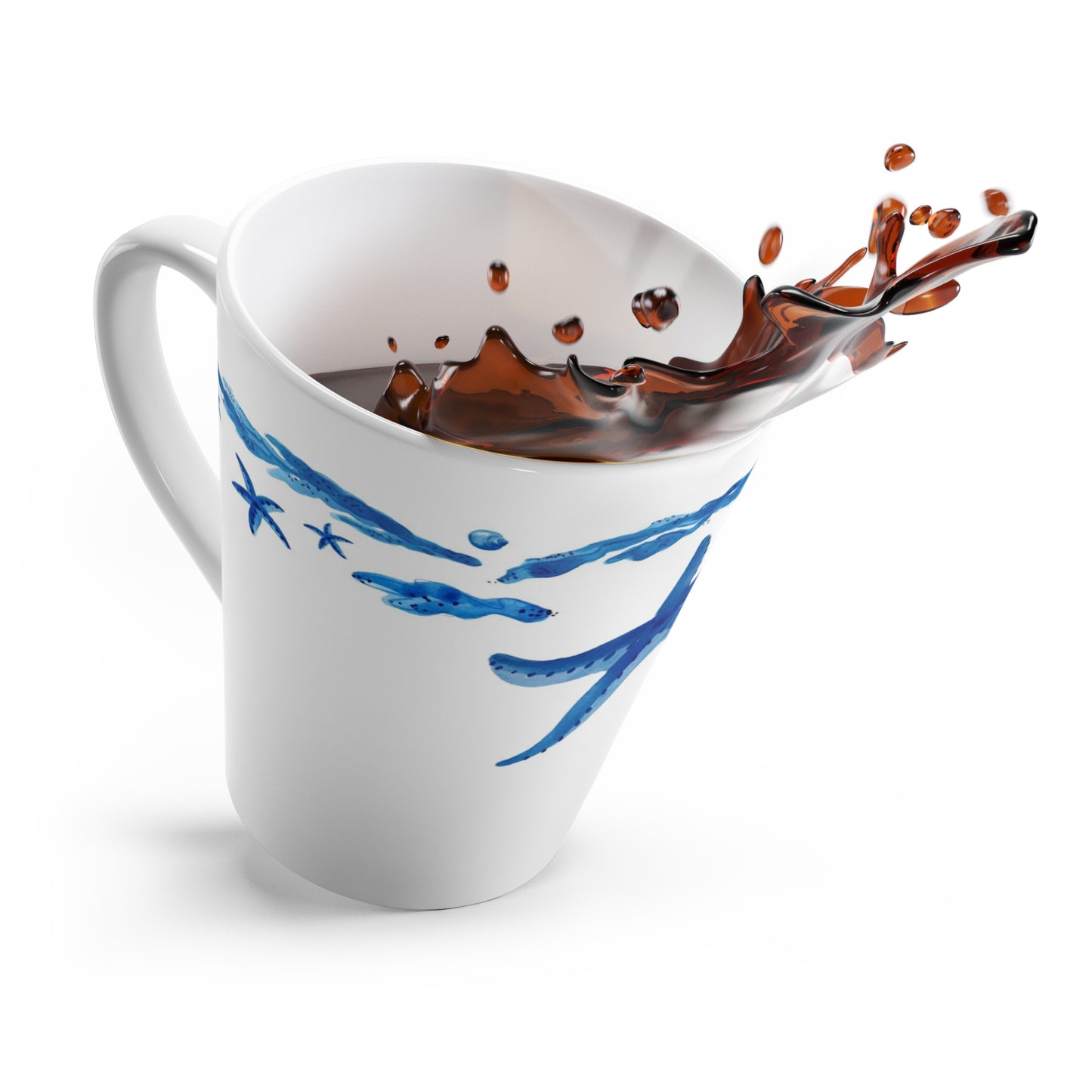Blue Starfish Latte Mug Center Design
