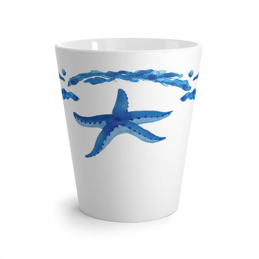 Blue Starfish Latte Mug Center Design