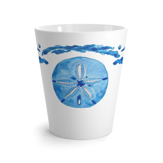 Blue Sand Dollar Latte Mug Center Design