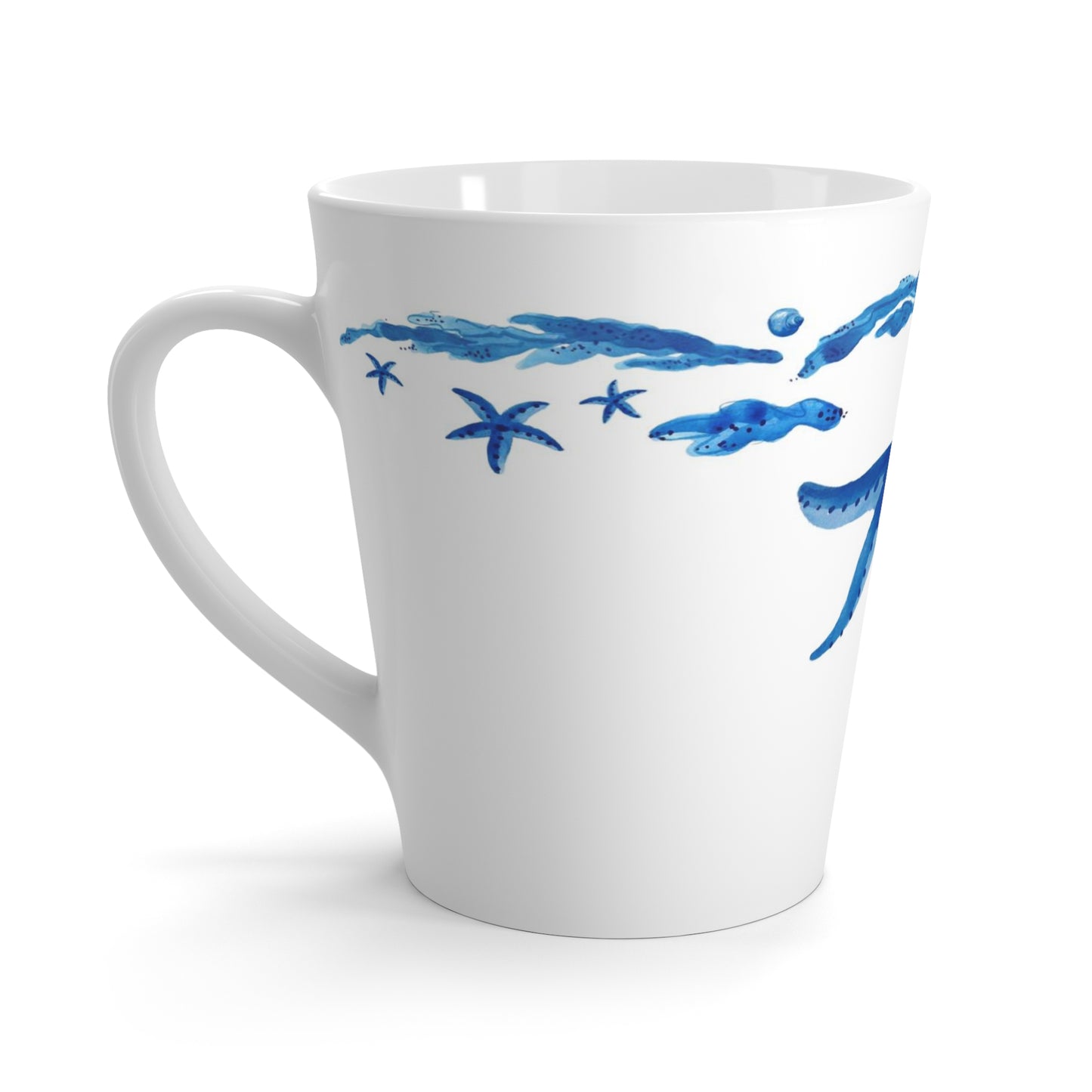 Blue Starfish Latte Mug Center Design