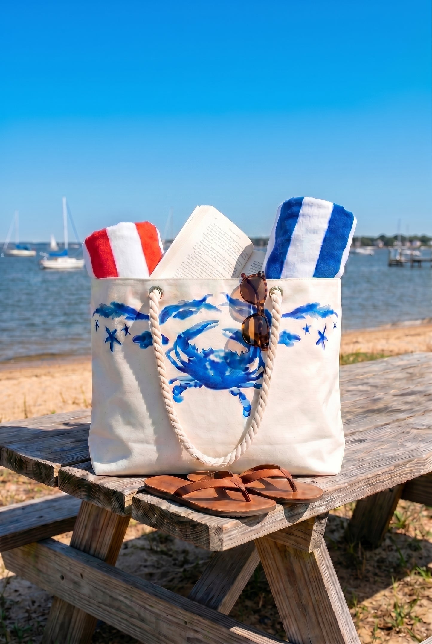 Blue Crab & Seaweed Beach Bag
