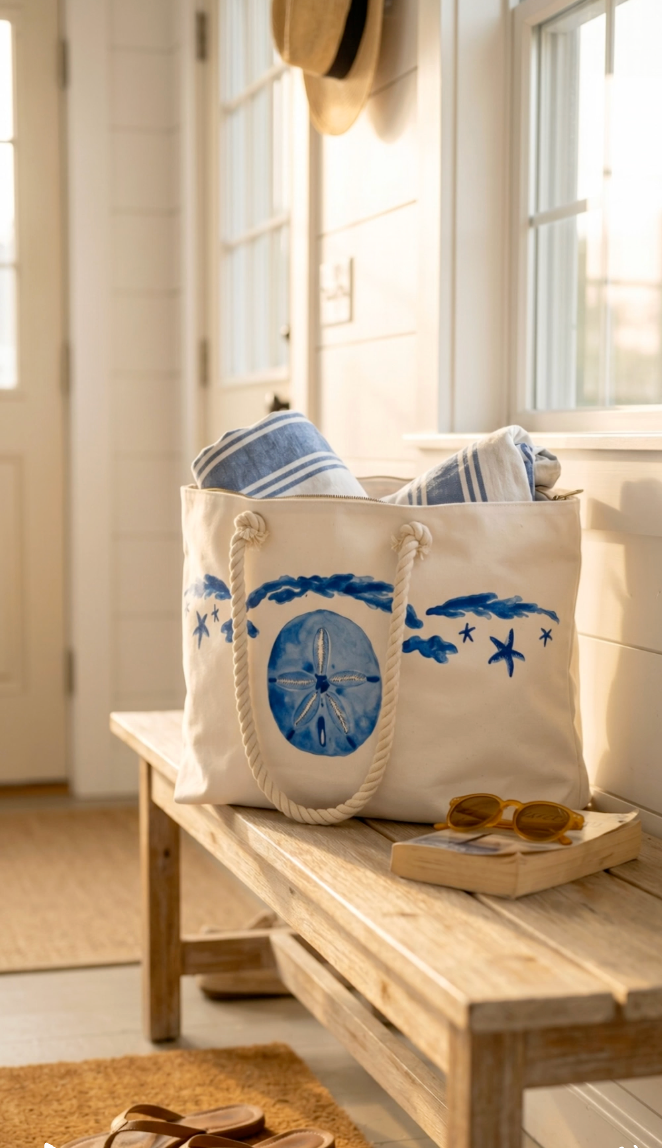 Sand Dollar & Seaweed Beach Bag