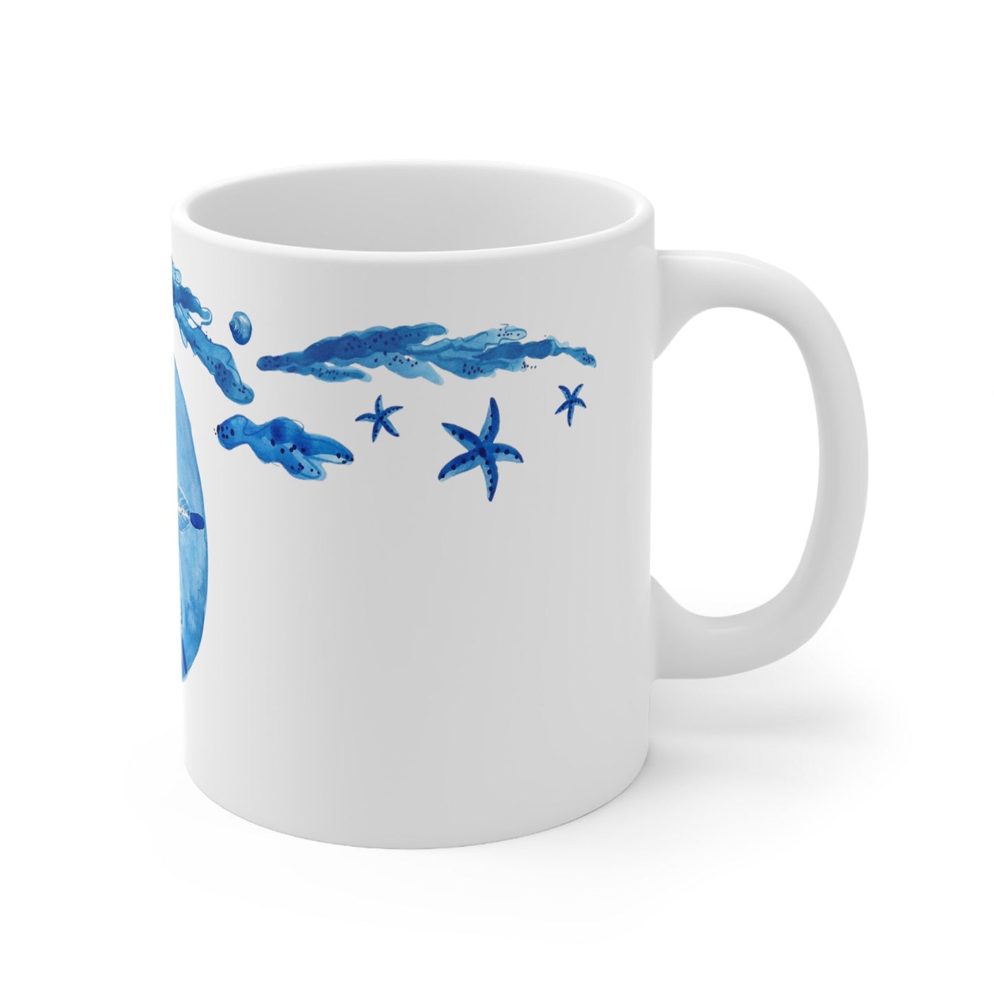 Blue Sand Dollar Coffee Mug Center Design 11 oz