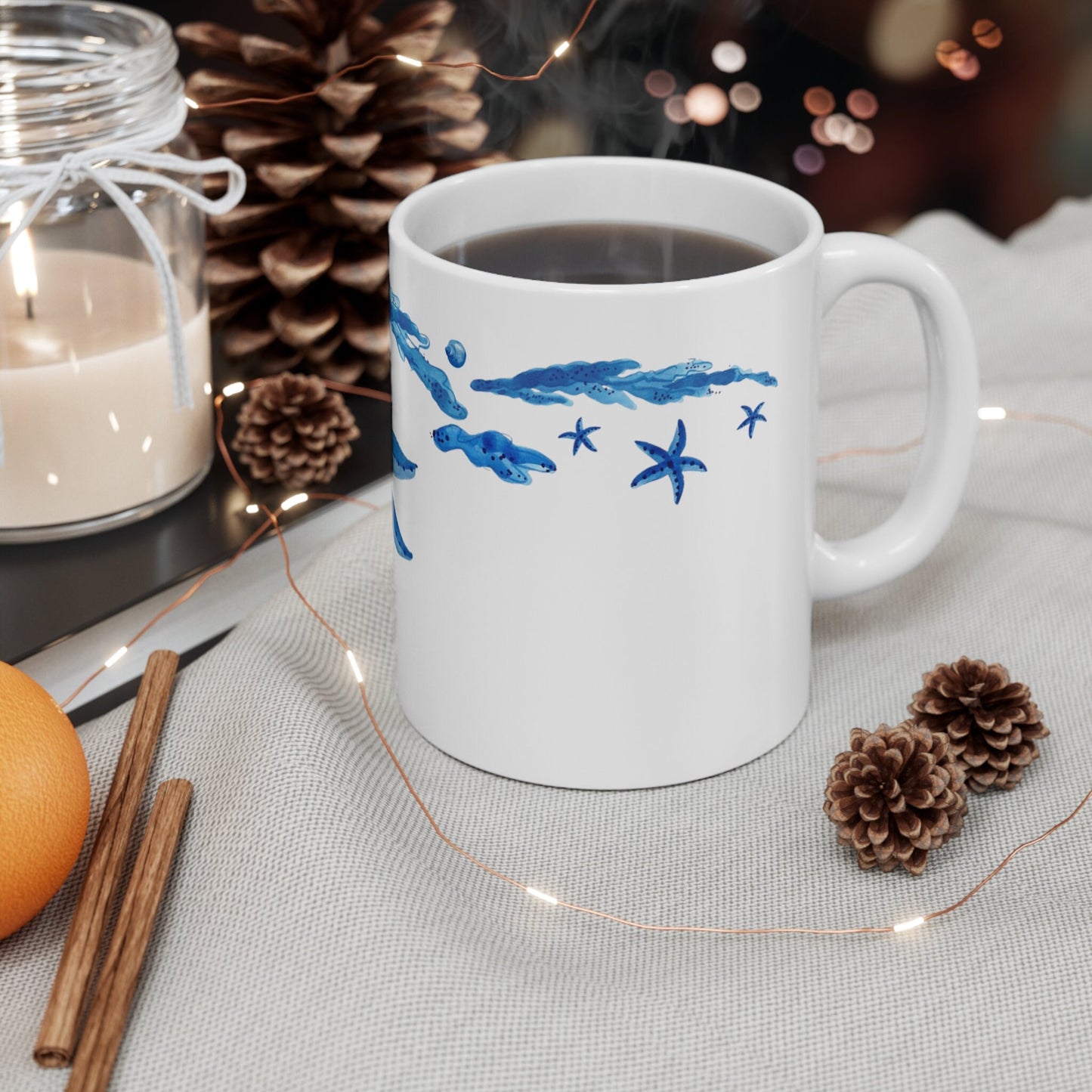 Blue Starfish Coffee Mug Center Design 11oz