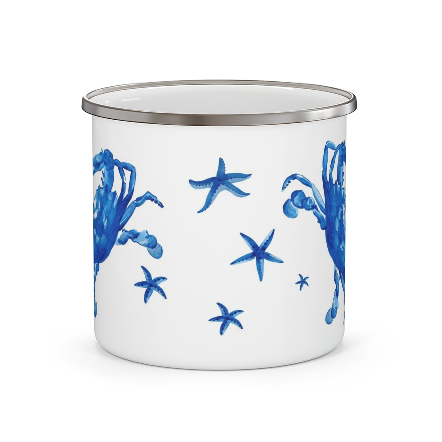 Blue Crab Enamel Camping Mug