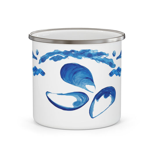 Blue Mussel Enamel Camping Mug Center Design