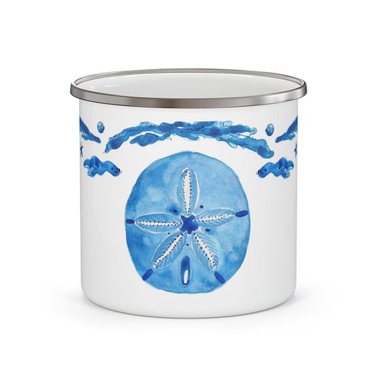 Blue Sand Dollar Enamel Camping Mug Center Design