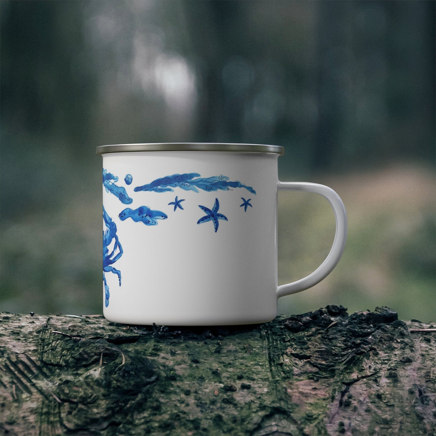 Blue Crab Enamel Camping Mug Center Design