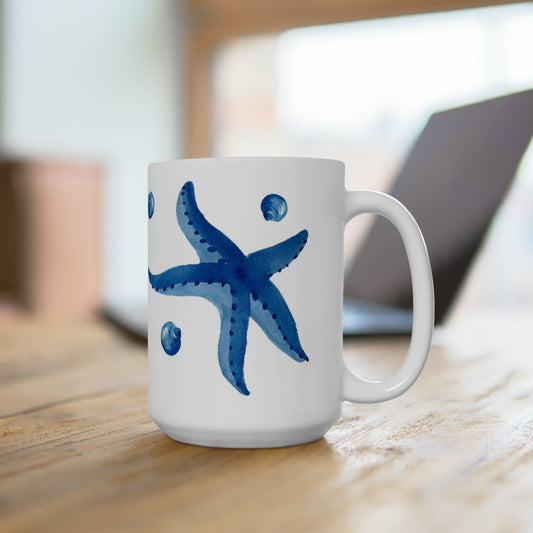 Blue Starfish Ceramic Mug 15oz