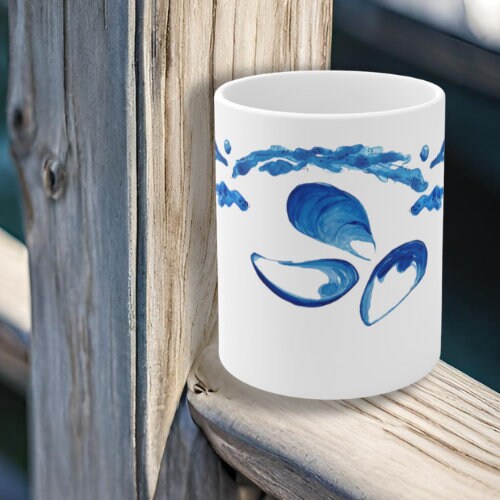 Blue Mussel Coffee Mug Center Design 11 oz