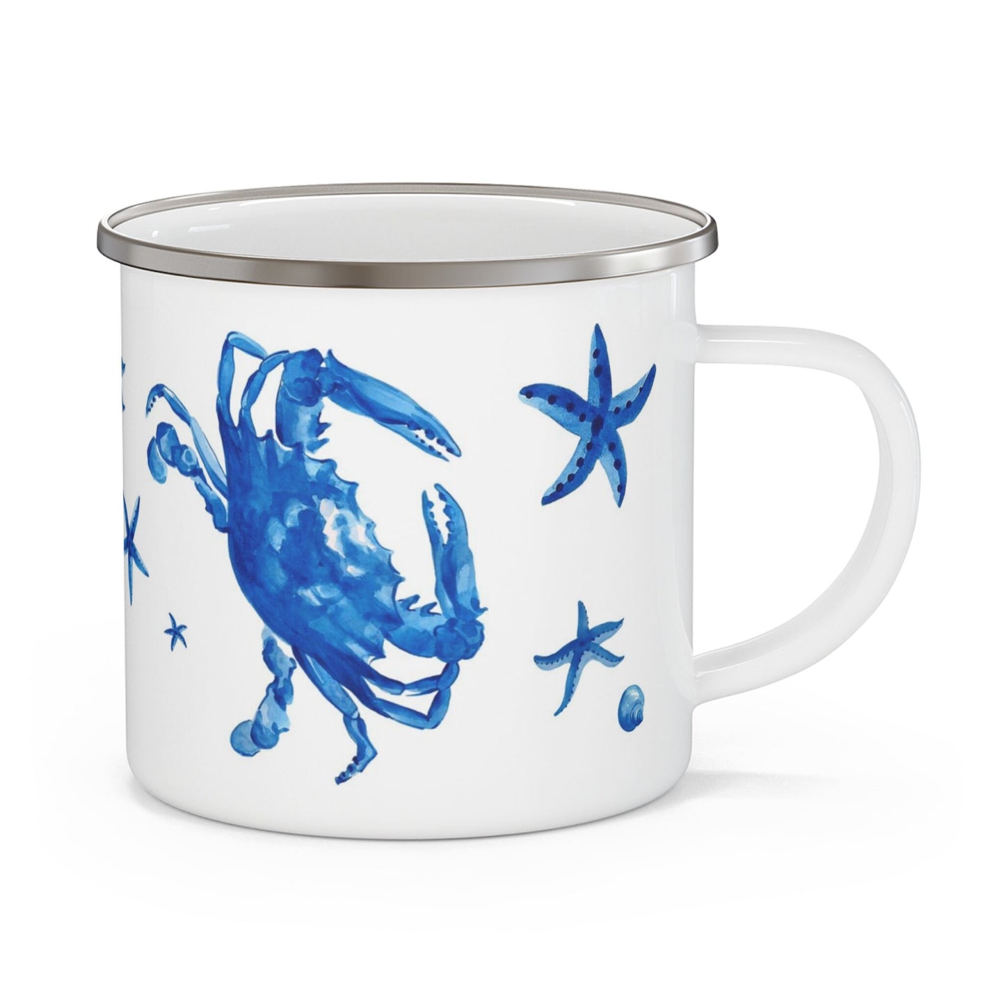 Blue Crab Enamel Camping Mug
