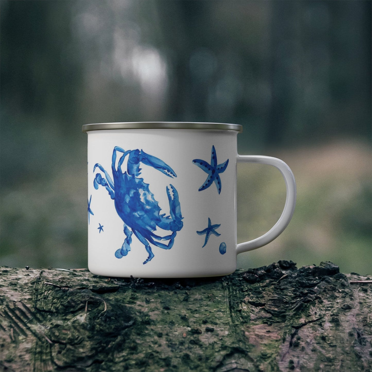 Blue Crab Enamel Camping Mug