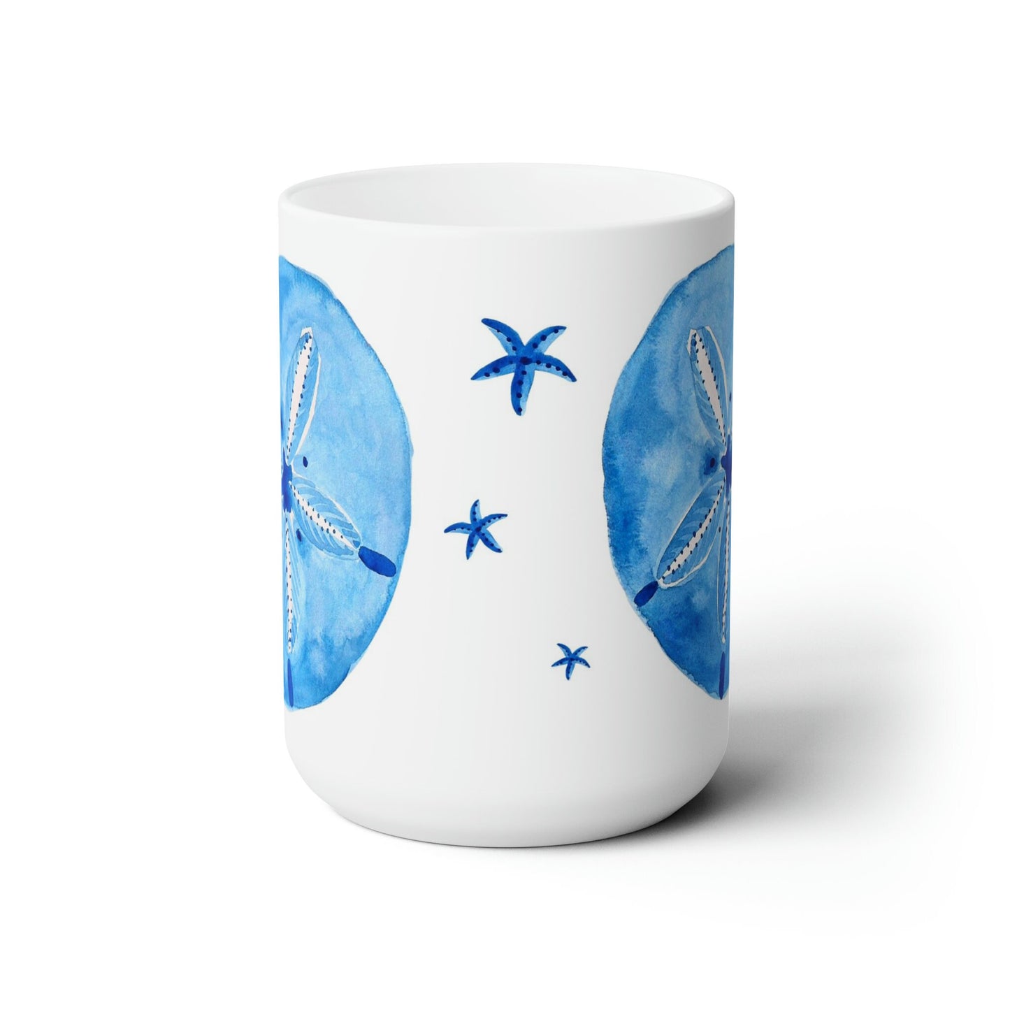 Blue Sand Dollar Ceramic Mug 15oz