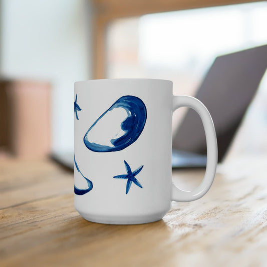 Blue Mussel Ceramic Mug 15oz