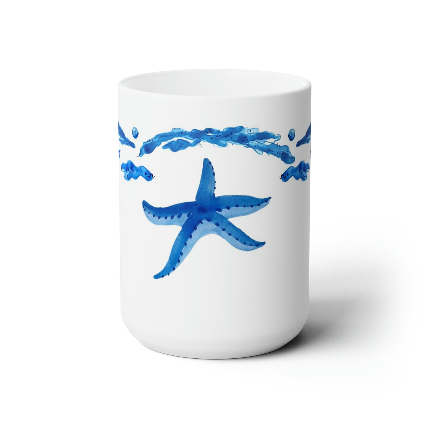 Blue Starfish Center Design Ceramic Mug 15oz