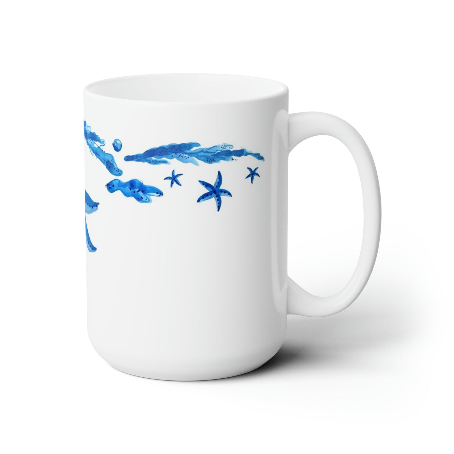 Blue Starfish Center Design Ceramic Mug 15oz